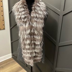 Metric Knits Silver fox fur vest
